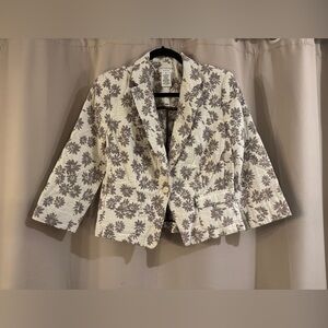 Covington Women's Floral Blazer - Cream and Brown